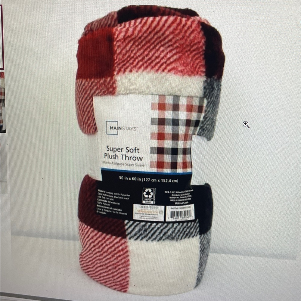 Mainstays Super Soft Plush Throw 50" x 60" Red Plaid Winter Blanket